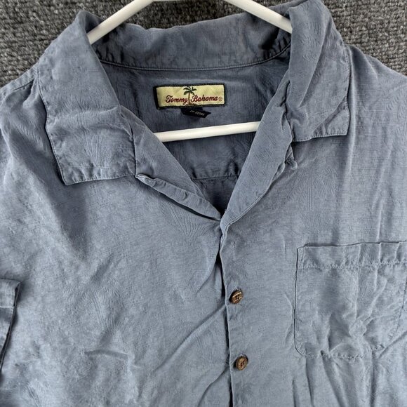 Tommy Bahama Short Sleeve Silk Floral XL Blue Hawaiian Mens Shirt Button Up - Picture 2 of 13